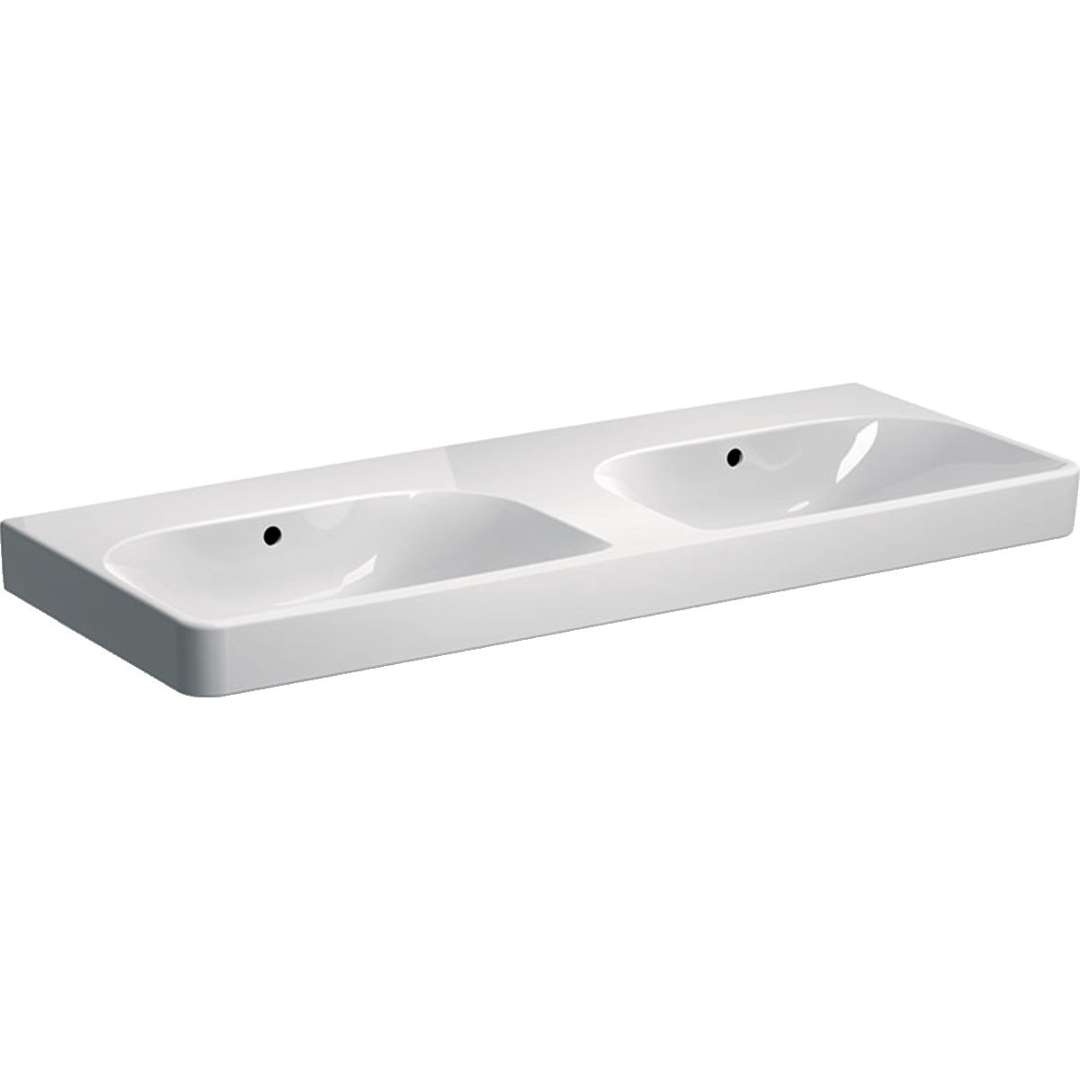 Geberit Smyle Square Dvojumývadlo, 120x48 cm, s prepadom, bez otvoru na batériu, biela 500.224.01.1