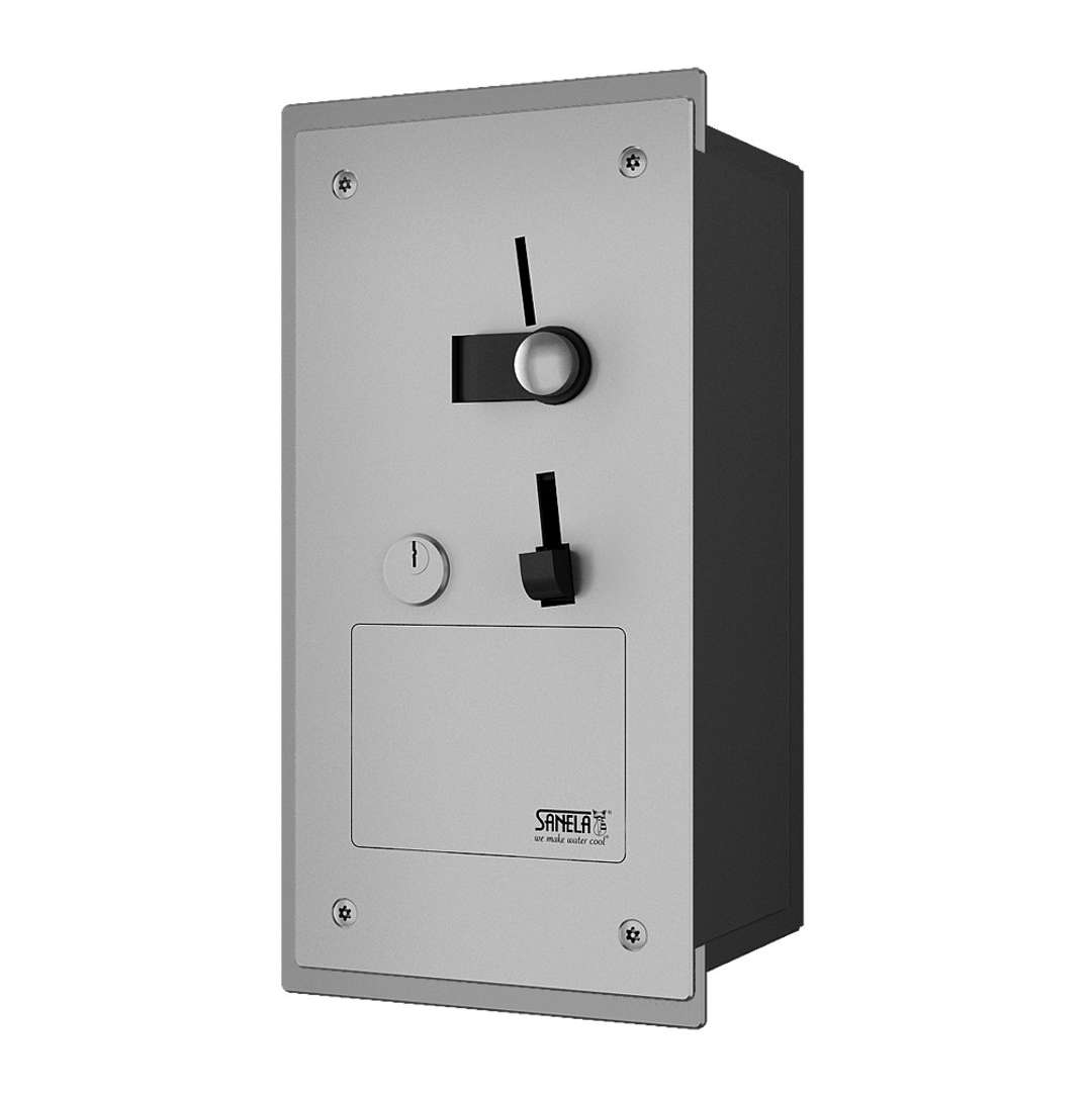 Sanela Automaty Zabudovateľný mincový automat dverového zámku, antivandal, matná nerezová SLZA 40Z