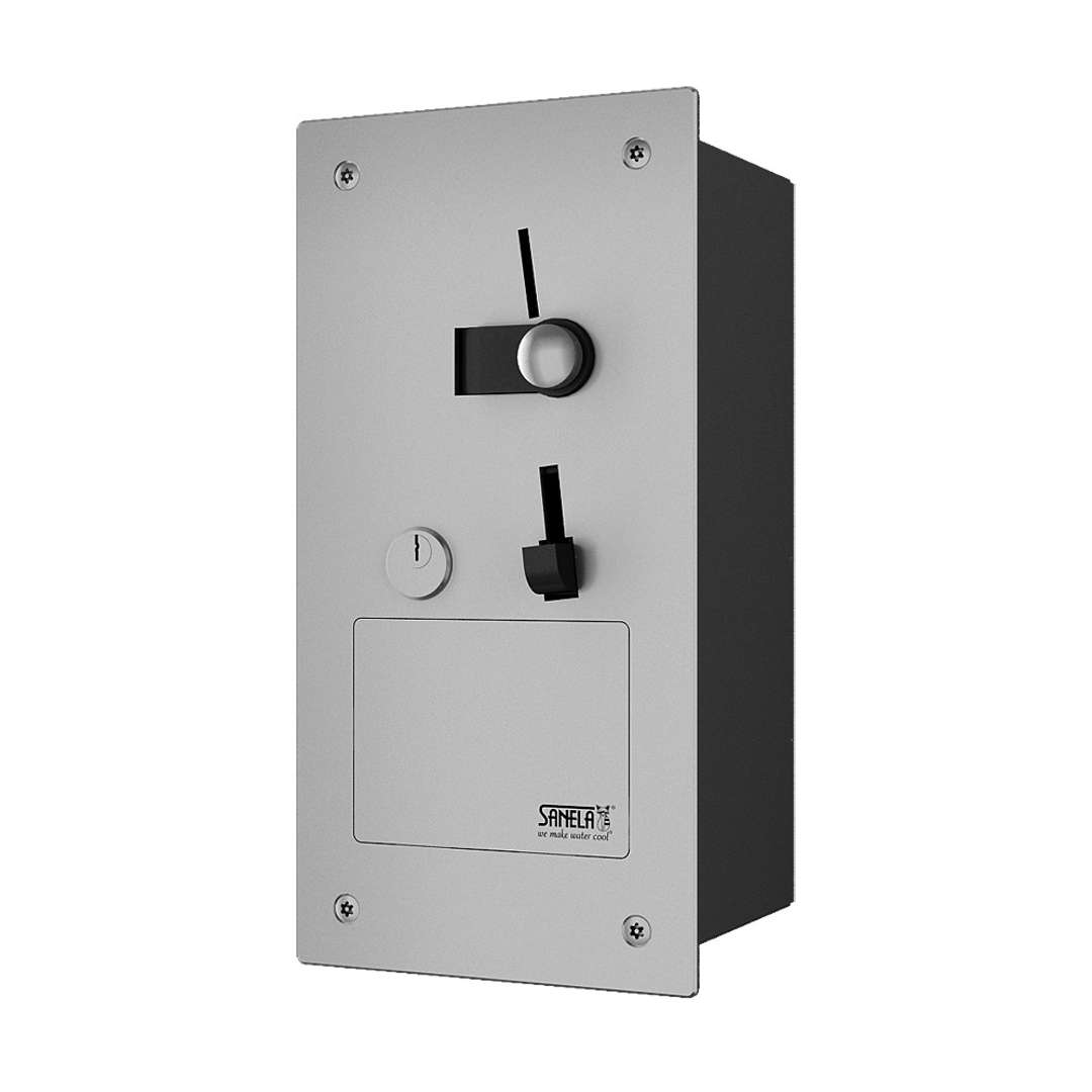 Sanela Automaty Zabudovateľný mincový automat pre jednofázový spotrebič, matná nerezová SLZA 41Z
