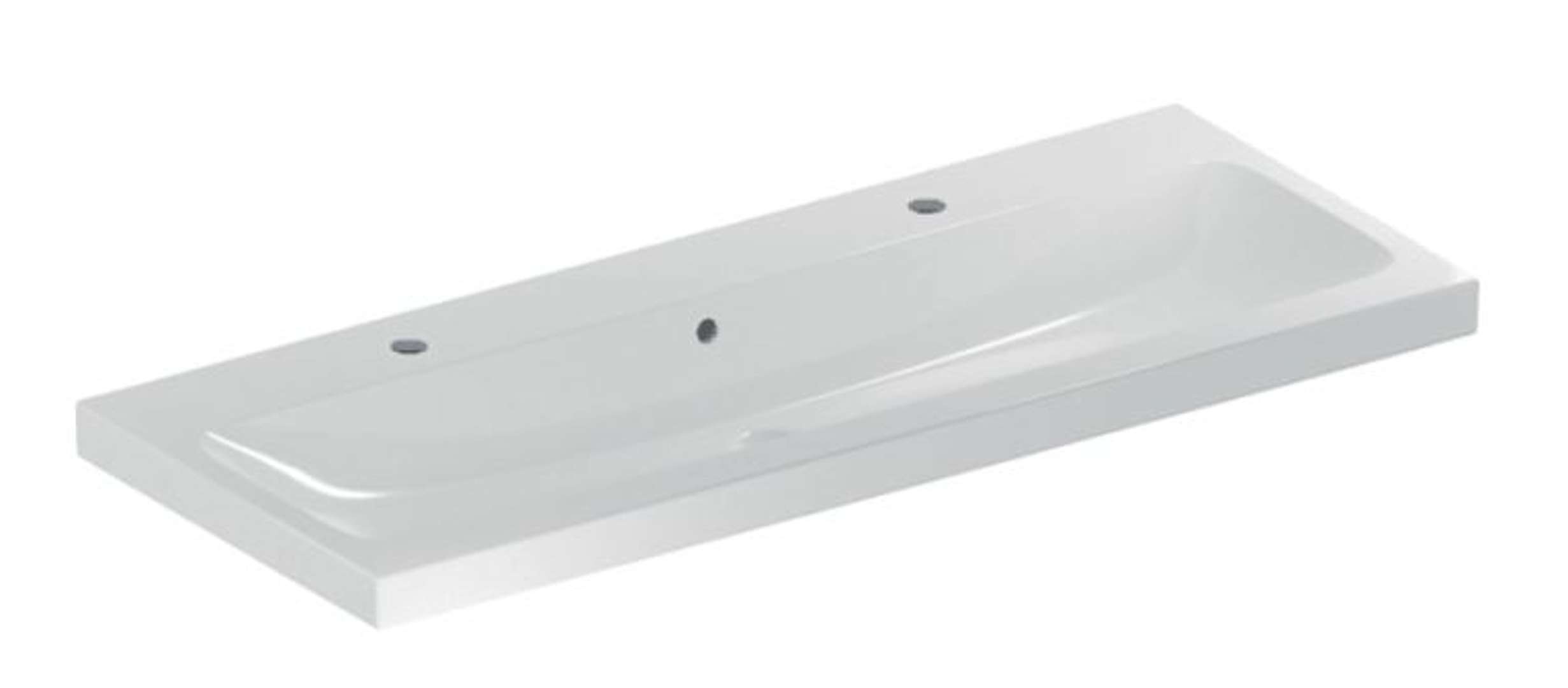Geberit iCon Dvojumývadlo, 120x48x16 cm, s prepadom, 2 otvory na batérie, biela 501.837.00.1