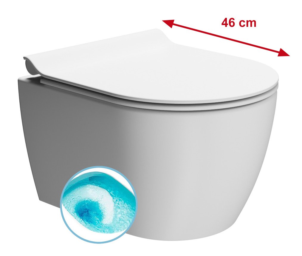 GSI PURA SHORT závesná WC misa, Swirlflush, 35x46cm, biela dual-mat 880209