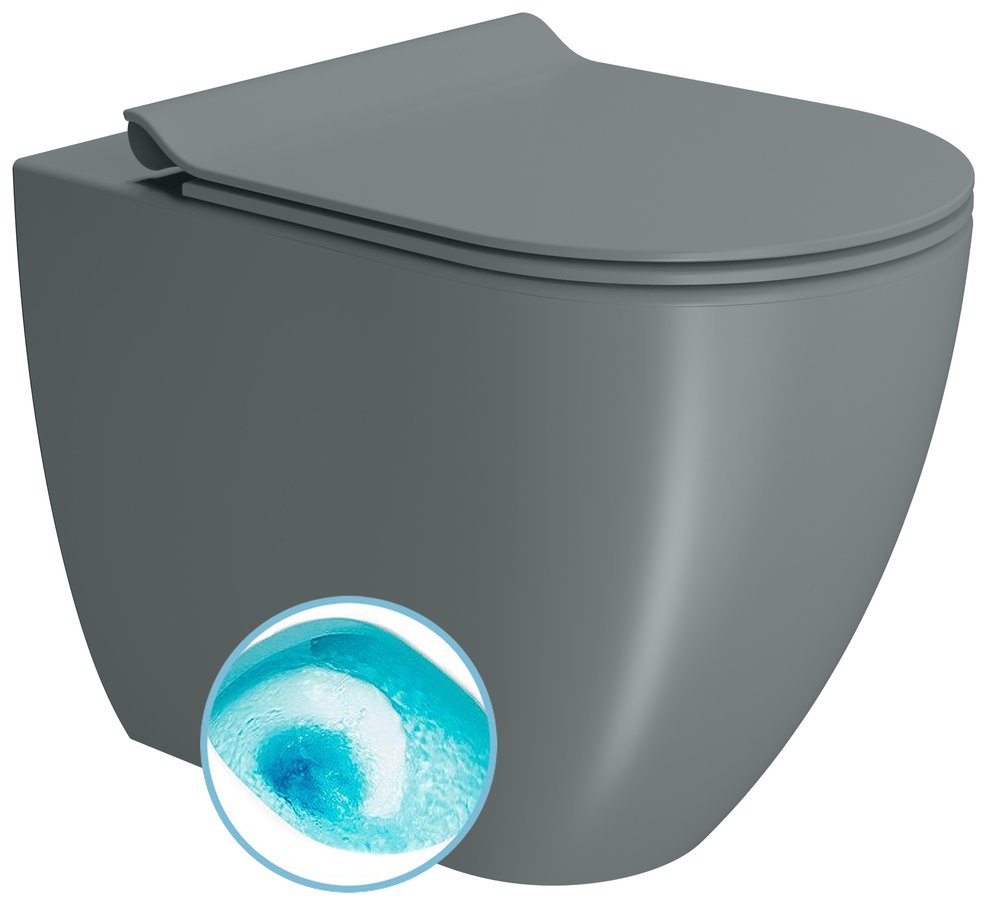 GSI PURA COLOR PURA WC misa stojaca, Swirlflush, 36x55cm, spodný/zadný odpad, agave dual-mat 880304