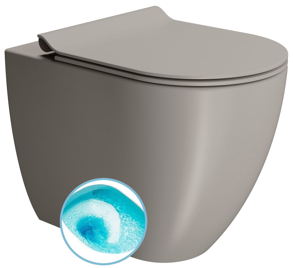 GSI PURA COLOR PURA WC misa stojaca, Swirlflush, 36x55cm, spodný/zadný odpad,tortora dual-mat 880305