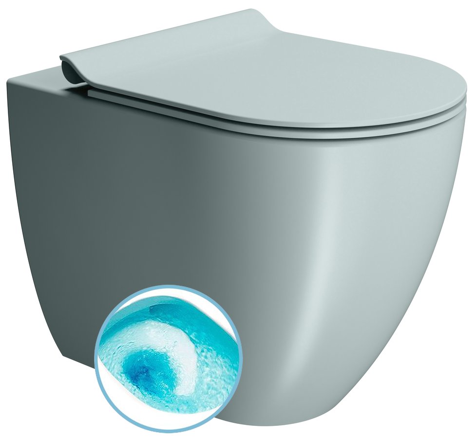 GSI PURA COLOR PURA WC misa stojaca, Swirlflush, 36x55cm, spodný/zadný odpad, ghiaccio dual-mat 880315