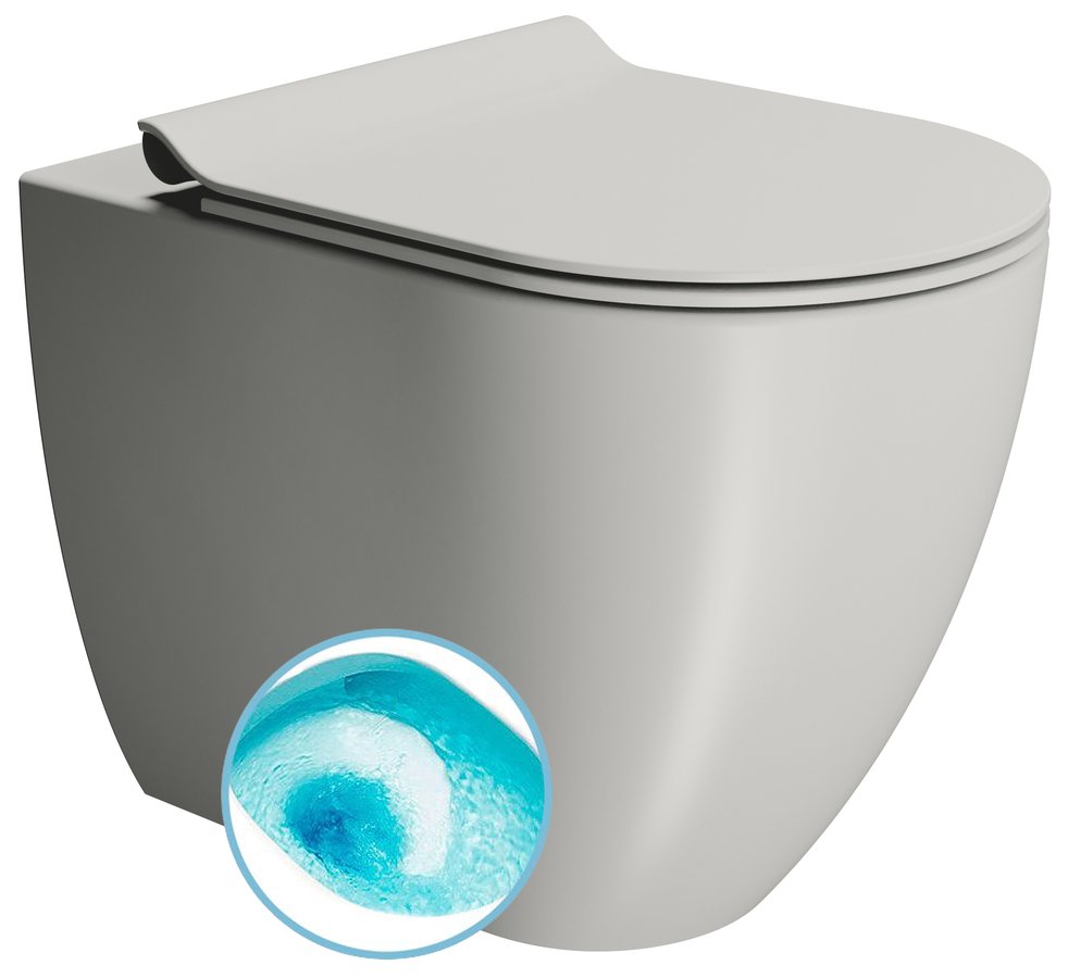 GSI PURA COLOR PURA WC misa stojaca, Swirlflush, 36x55cm, spodný/zadný odpad, cenere dual-mat 880317