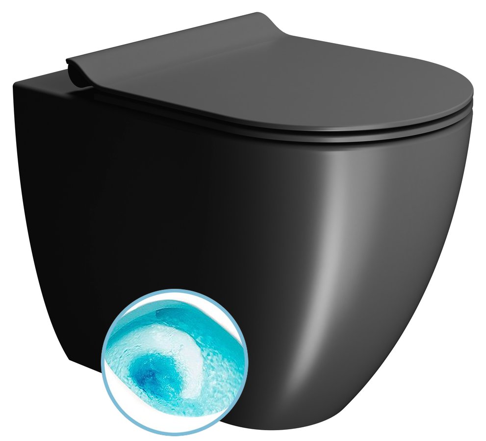 GSI PURA COLOR PURA WC misa stojaca, Swirlflush, 36x55cm, spodný/zadný odpad,čierna dual-mat 880326