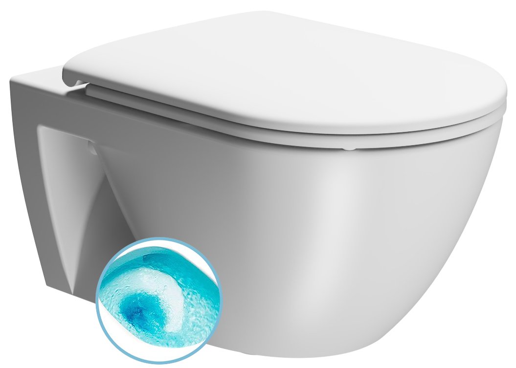 GSI PURA COLOR PURA ECO závesná WC misa, Swirlflush, 36x55cm, biela dual-mat 880709