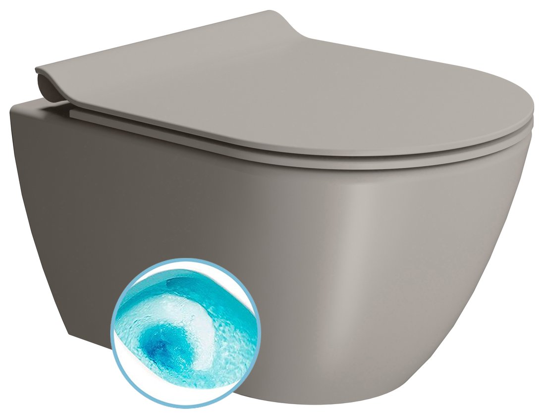GSI PURA COLOR PURA závesná WC misa, Swirlflush, 36x50cm, tortora dual-mat 881605