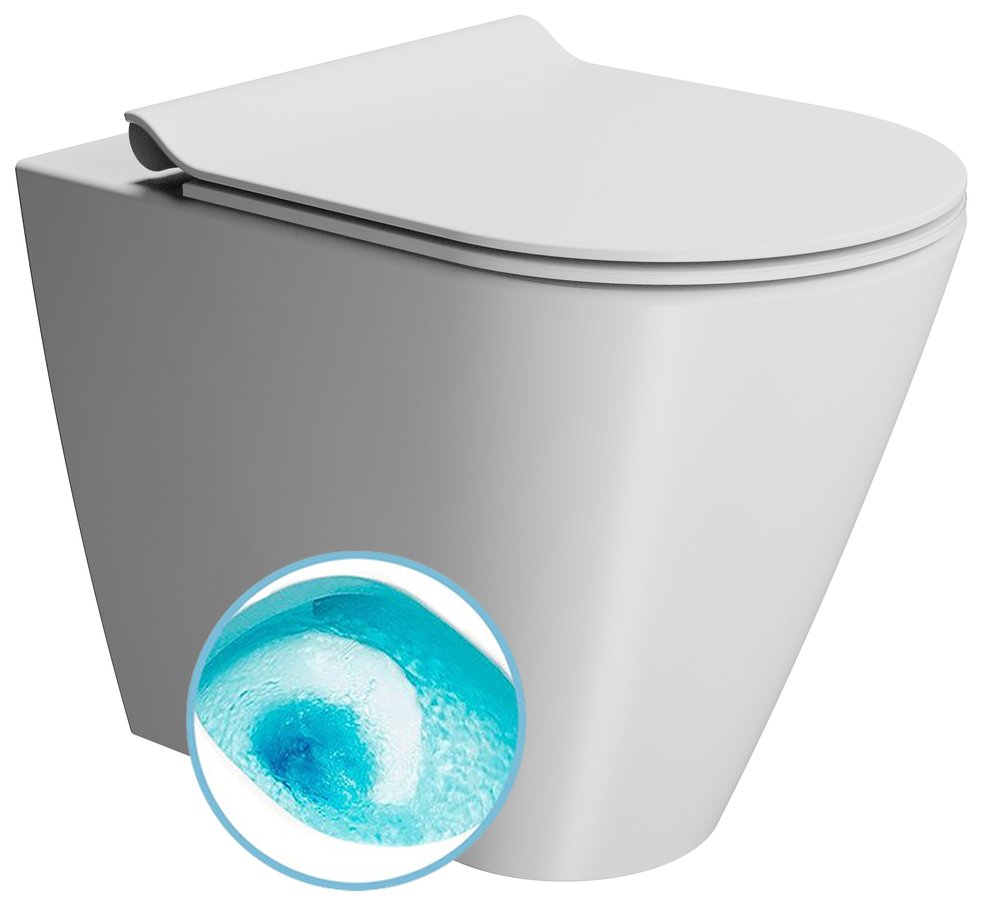 GSI KUBE X COLOR KUBE X WC misa stojaca, Swirlflush, 36x55cm, spodný/zadný odpad, biela dual-mat 941009