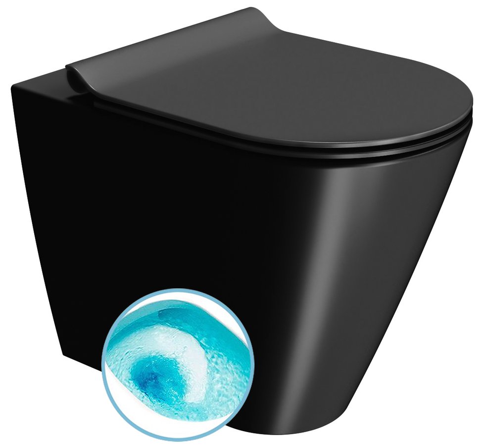GSI KUBE X COLOR KUBE X WC misa stojaca, Swirlflush, 36x55cm, spodný/zadný odpad, čierna dual-mat 941026