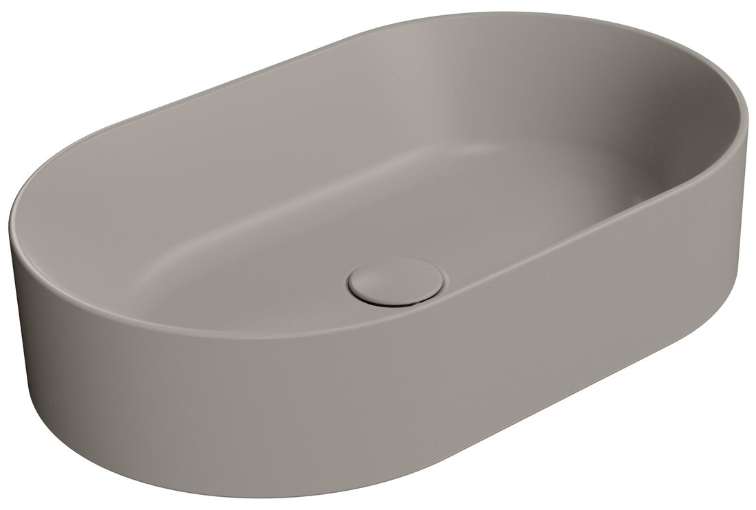 GSI KUBE X COLOR KUBE X keramické umývadlo na dosku, 60x37cm, oválne, tortora mat 945805
