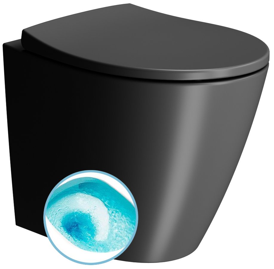 GSI MODO WC misa stojaca, Swirlflush, 37x52cm, spodný/zadný odpad, čierna dual-mat 981026
