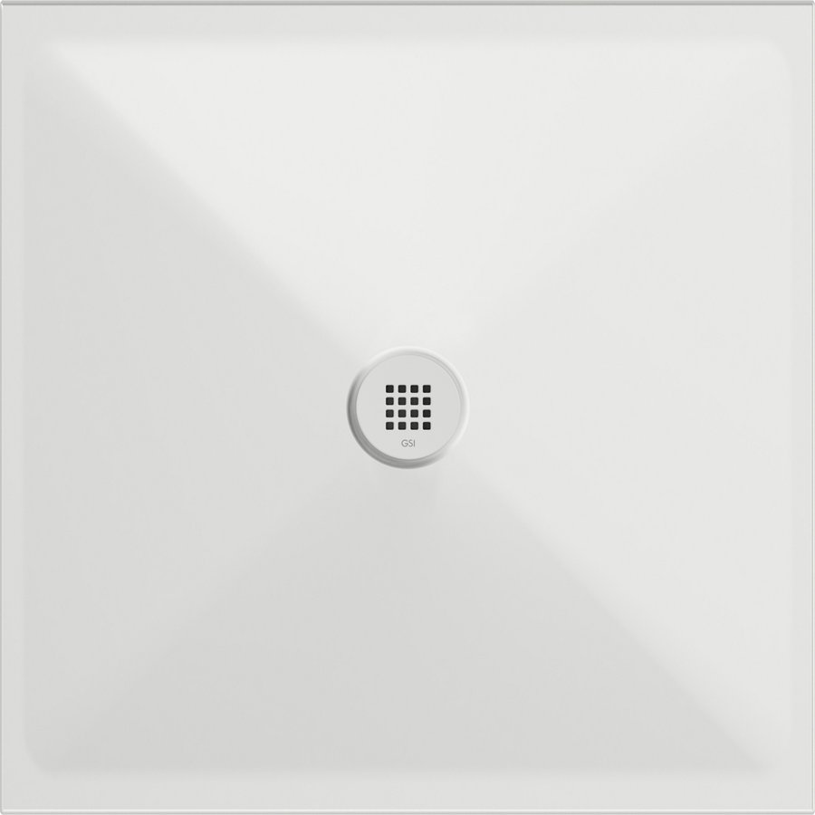 GSI EXTRA FLAT Keramická sprchová vanička, štvorec 90x90x2cm, biela mat 46090909