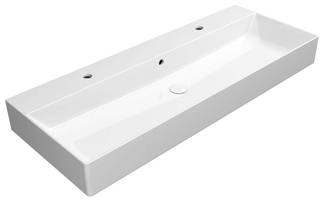 GSI KUBE X keramické dvojumývadlo 120x47cm, brúsená spodná hrana, biela ExtraGlaze 94249211