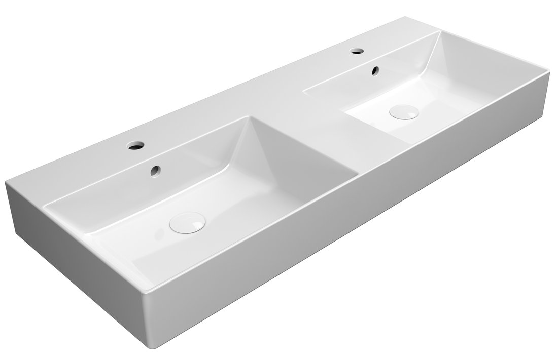 GSI KUBE X keramické dvojumývadlo 120x47cm, brúsená spodná hrana, biela ExtraGlasse 94259111