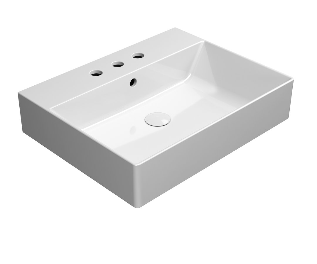 GSI KUBE X keramické umývadlo 60x47cm, brúsená spodná hrana, 3 otvory, biela ExtraGlaze 94319311