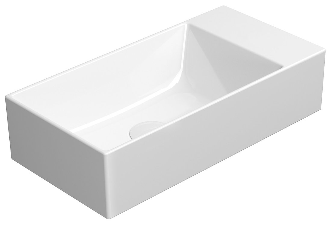 GSI KUBE X keramické umývadlo 50x25cm, brúsená spodná hrana, bez otvoru, pravé/ľavé, biela ExtraGlaze 94869011