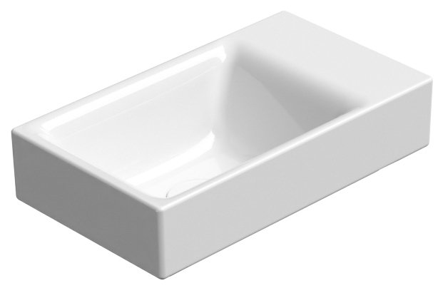 GSI NUBES keramické umývadlo 40x23cm, brúsená spodná hrana, bez otvoru, pravé/ľavé, biela ExtraGlaze 96369011