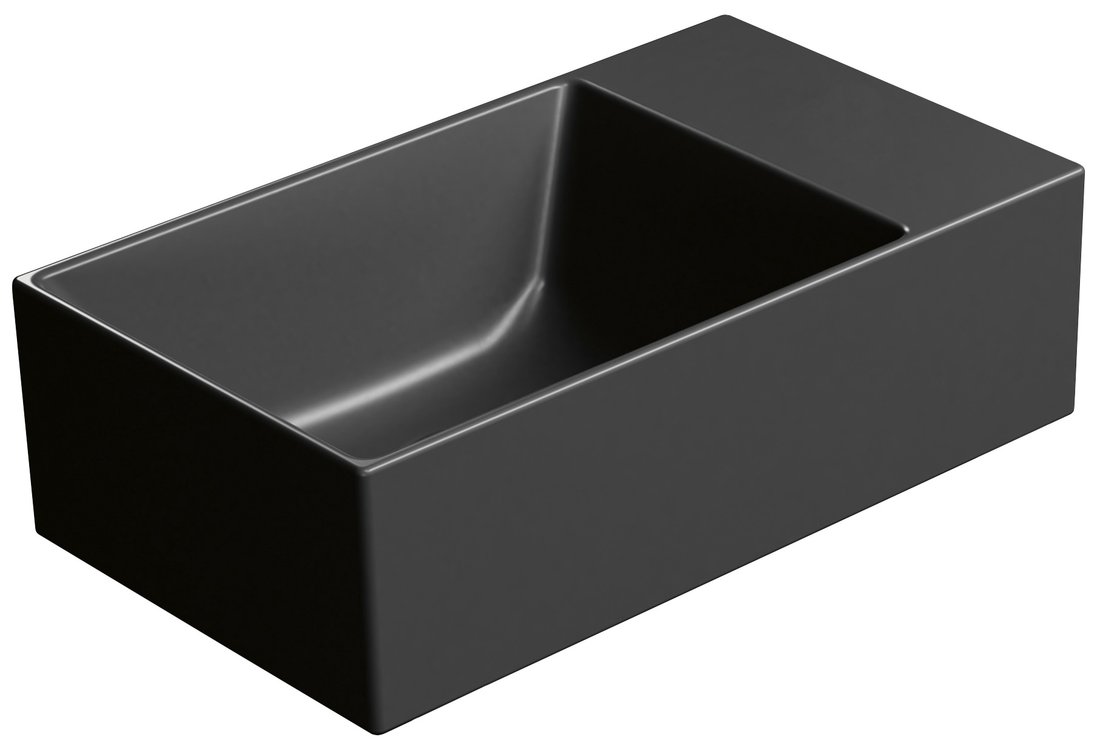 GSI KUBE X COLOR KUBE X keramické umývadlo 40x23cm, bez otvoru, pravé/ľavé, čierna mat 9484026