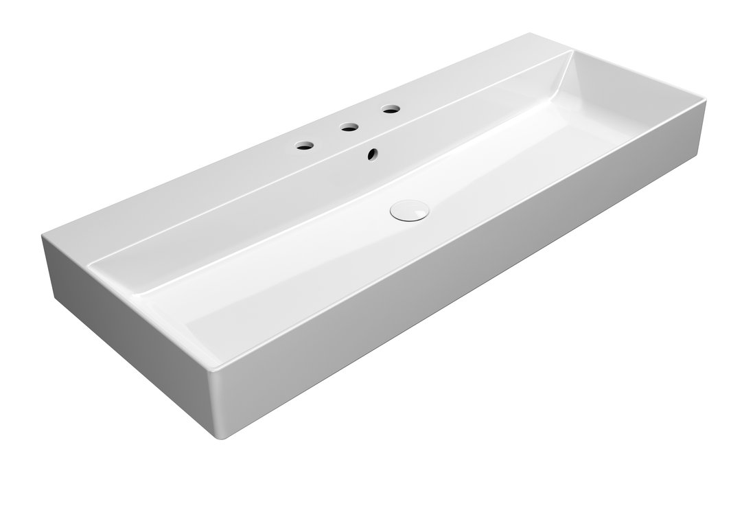 GSI KUBE X keramické umývadlo 120x47cm, brúsená spodná hrana, 3 otvory, biela ExtraGlaze 94249311