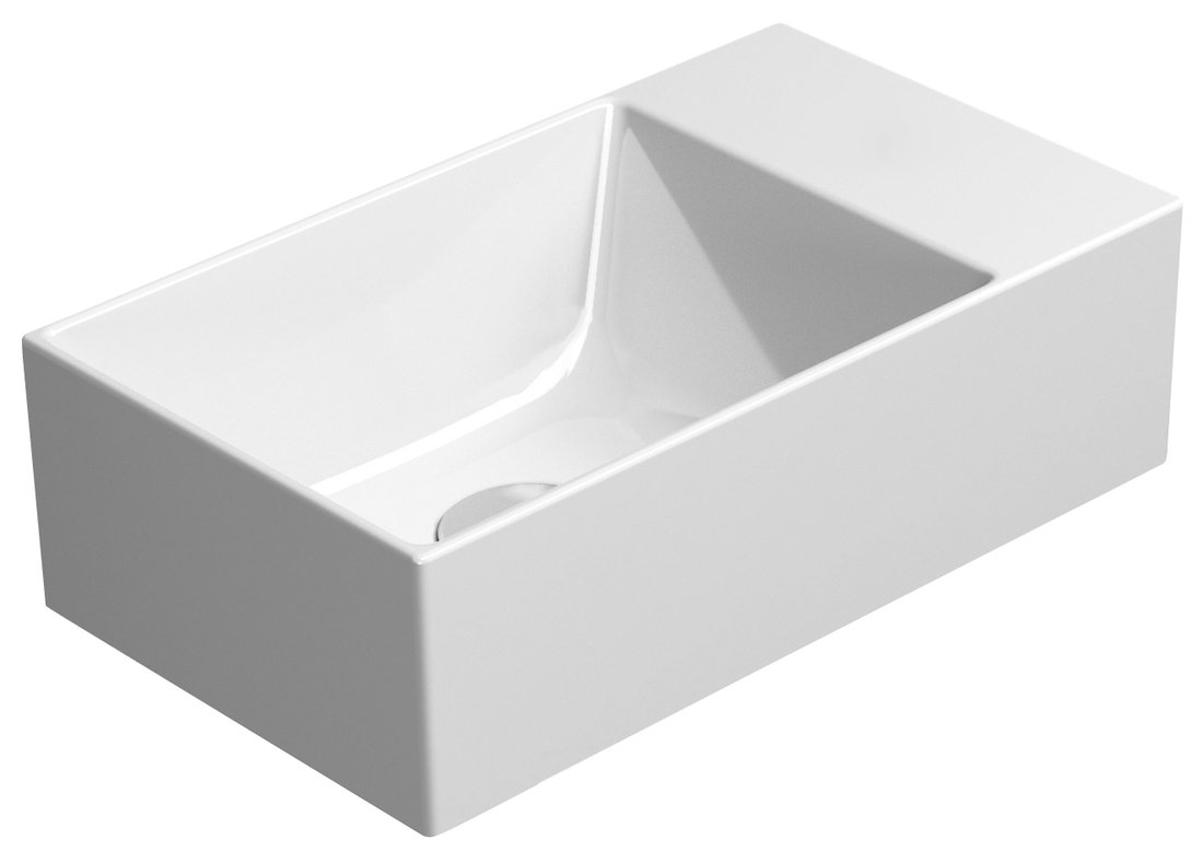 GSI KUBE X COLOR KUBE X keramické umývadlo 40x23cm, brúsená spodná hrana, bez otvoru, pravé/ľavé, biela mat 94849009