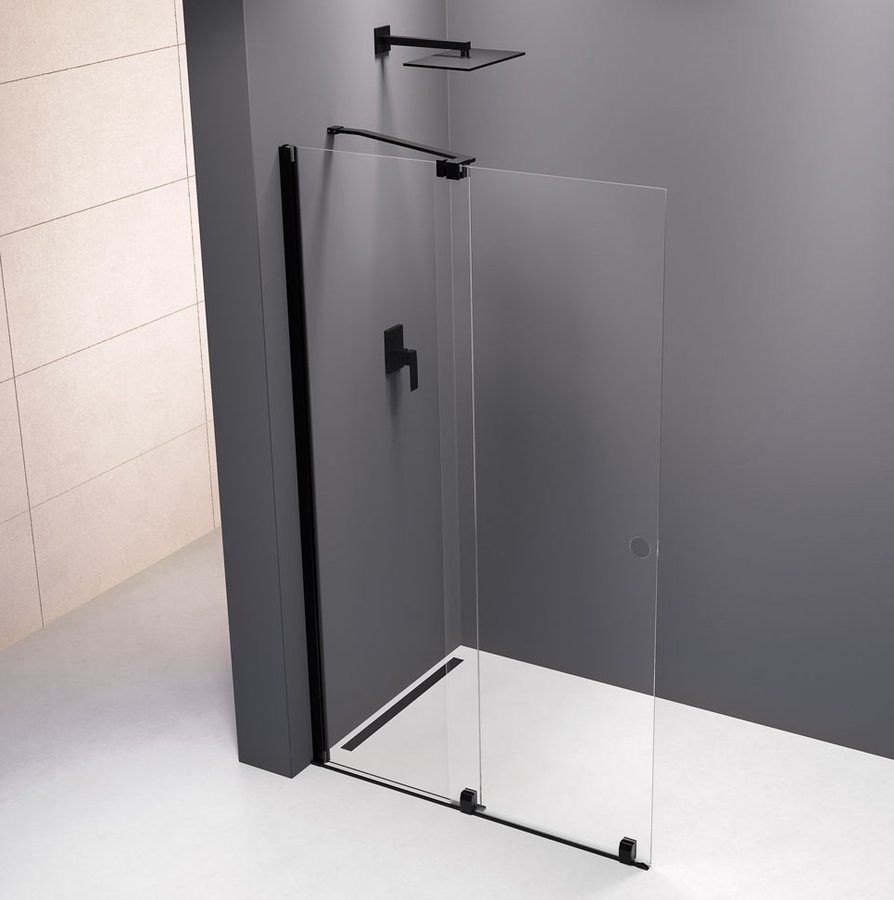 Polysan MODULAR SHOWER ROLLS BLACK sprchové dvere do priestoru 1400 mm, výška 2000 mm, číre sklo MS5-140B