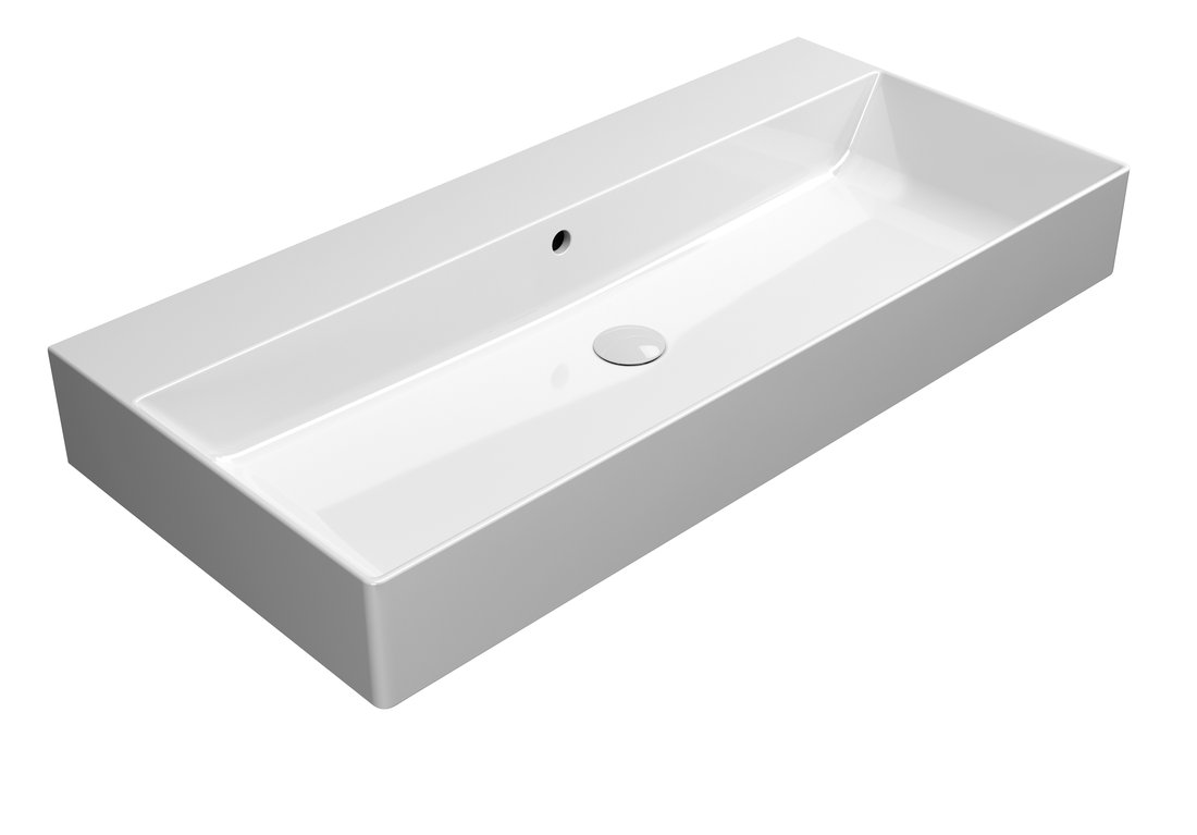 GSI KUBE X keramické umývadlo 100x47cm, brúsená spodná hrana, bez otvoru, biela ExtraGlaze 94239011