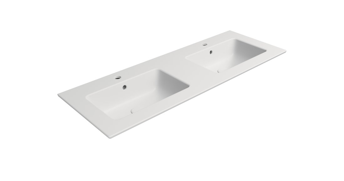 GSI PURA COLOR PURA keramické dvojumývadlo Slim 122x46cm, biela mat 8888109