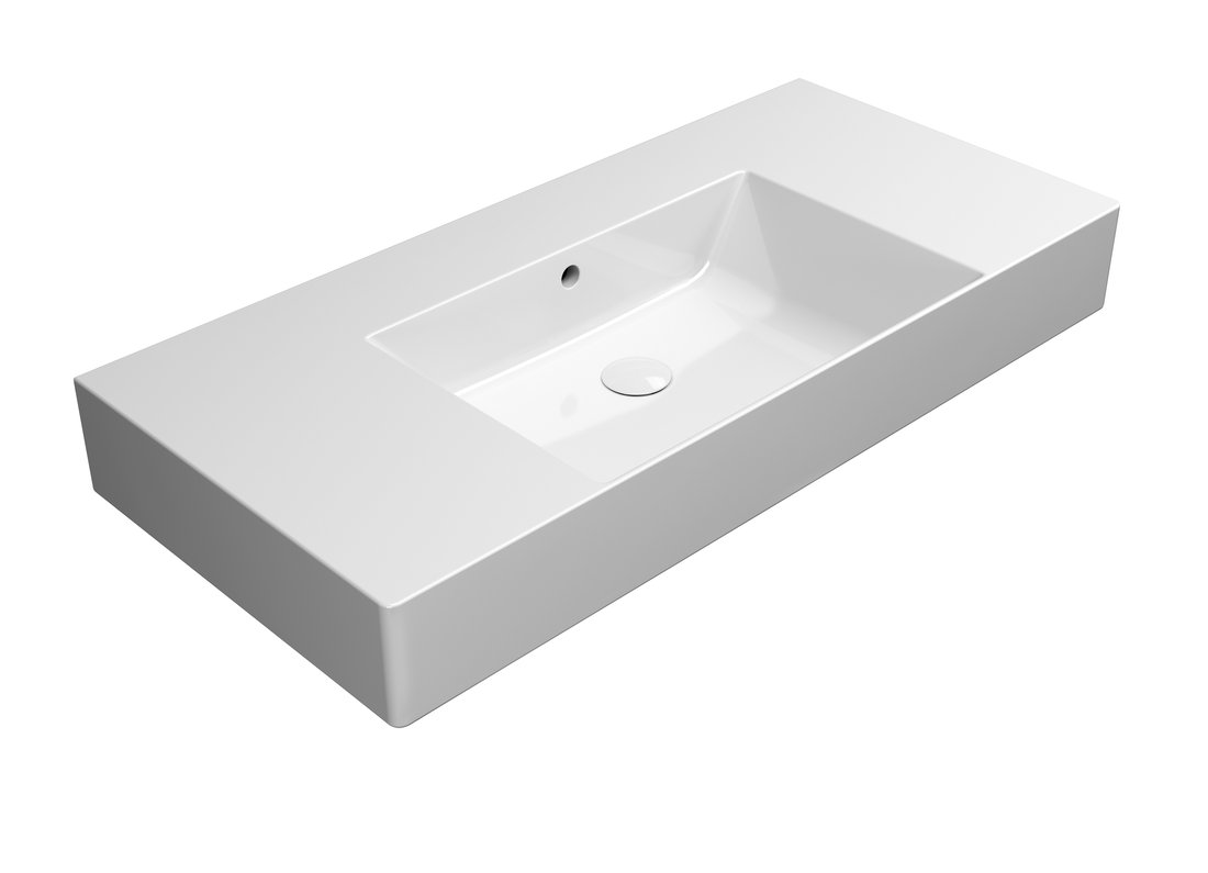 GSI KUBE X keramické umývadlo 100x47cm, s odkladacími plochami, brúsená spodná hrana, bez otvoru, biela ExtraGlaze 94519011