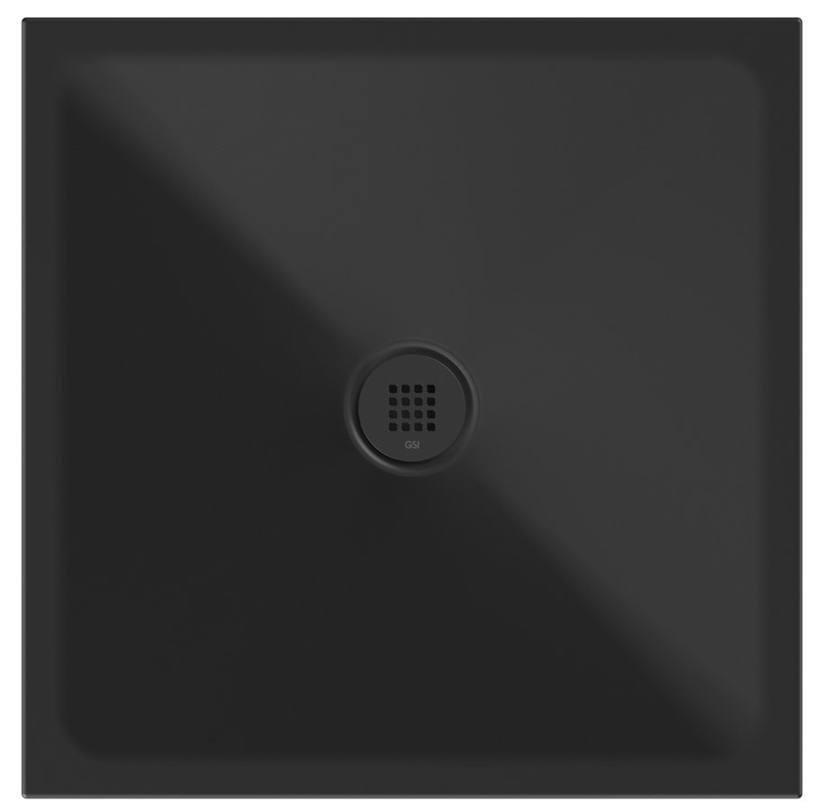 GSI EXTRA FLAT Keramická sprchová vanička, štvorec 80x80x2cm, čierna mat 46080826