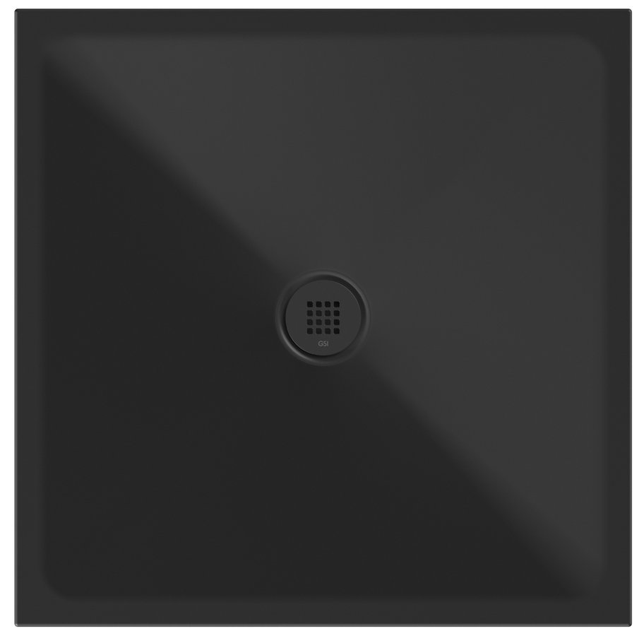 GSI EXTRA FLAT Keramická sprchová vanička, štvorec 90x90x2cm, čierna mat 46090926