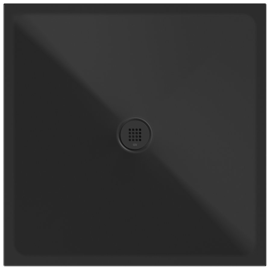 GSI EXTRA FLAT Keramická sprchová vanička, štvorec 100x100x2cm, čierna mat 46101026