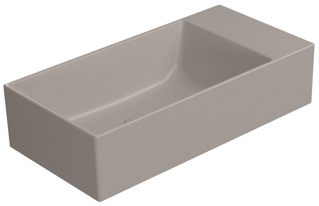 GSI KUBE X COLOR KUBE X keramické umývadlo 50x25cm, bez otvoru, pravé/ľavé, tortora mat 9486005