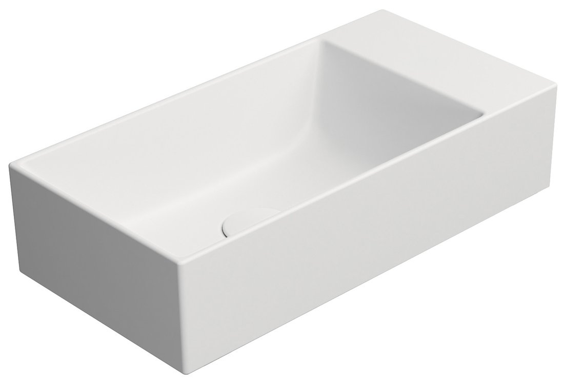 GSI KUBE X COLOR KUBE X keramické umývadlo 50x25cm, bez otvoru, pravé/ľavé, biela mat 9486009