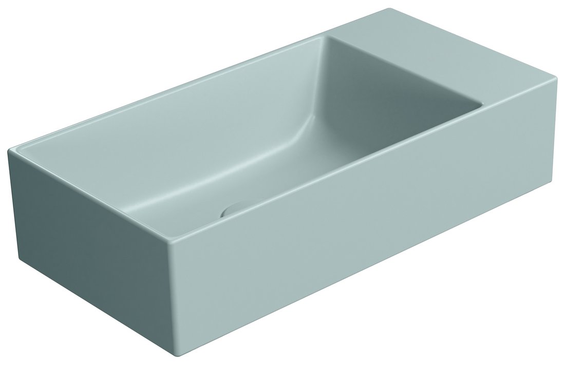 GSI KUBE X COLOR KUBE X keramické umývadlo 50x25cm, bez otvoru, pravé/ľavé, ghiaccio mat 9486015