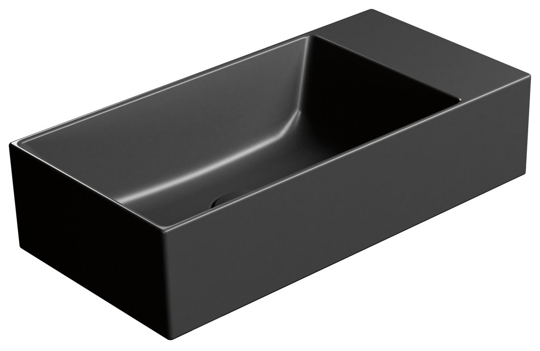 GSI KUBE X COLOR KUBE X keramické umývadlo 50x25cm, bez otvoru, pravé/ľavé, čierna mat 9486026