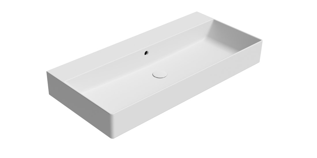GSI KUBE X COLOR KUBE X keramické umývadlo 100x47cm, brúsená spodná hrana, bez otvoru, biela mat 94239009
