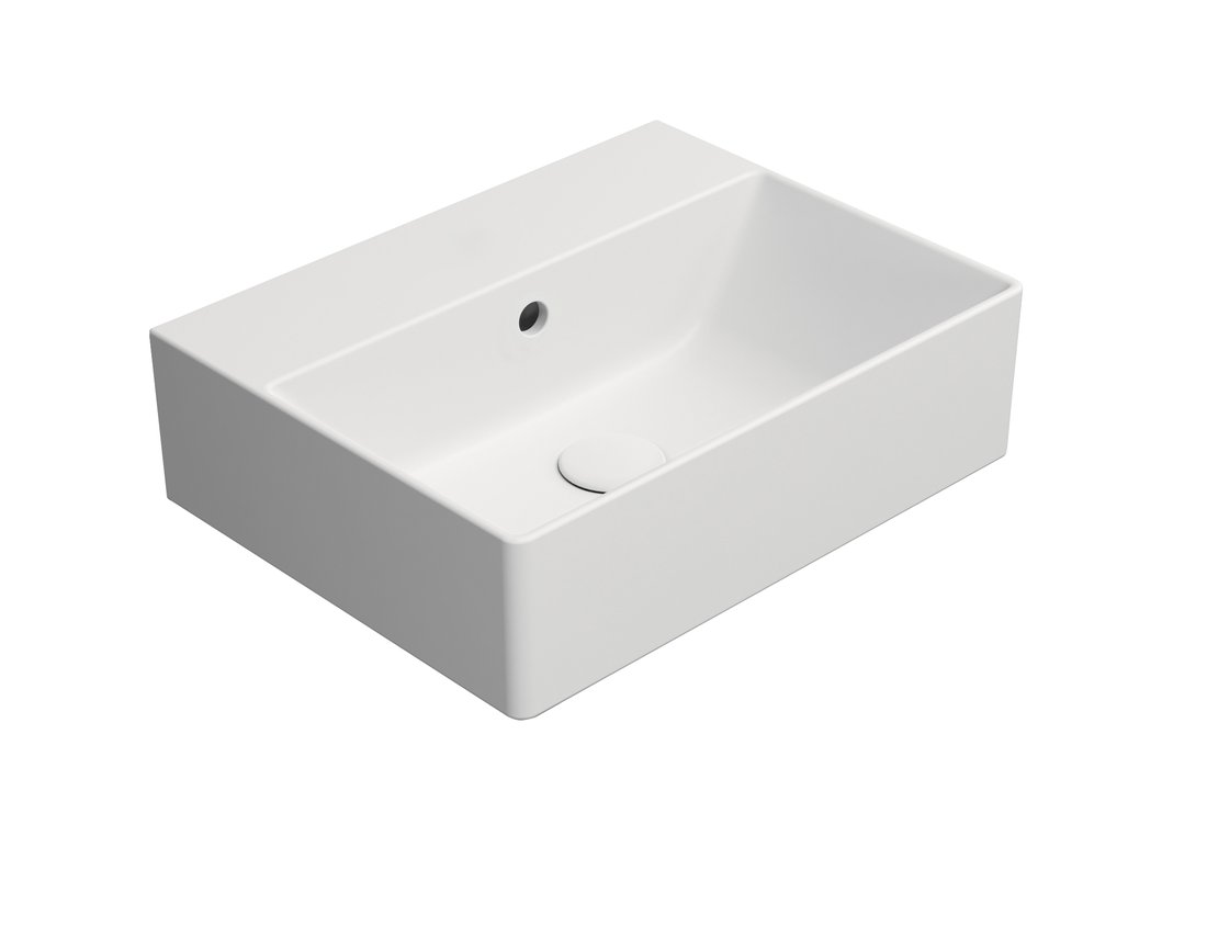 GSI KUBE X COLOR KUBE X keramické umývadlo 45x35cm, brúsená spodná hrana, bez otvoru, biela mat 94859009