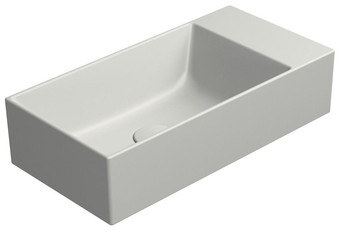 GSI KUBE X COLOR KUBE X keramické umývadlo 50x25cm, brúsená spodná hrana, bez otvoru, pravé/ľavé, cenere mat 94869017
