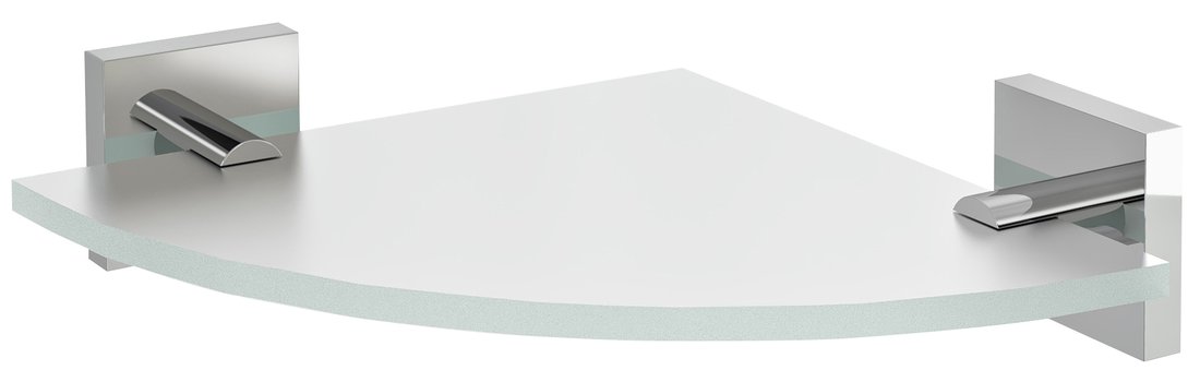 Sapho X-SQUARE sklenená polica rohová, štvrťkruhová 200x200mm, chróm/mliečne sklo XQ009-01