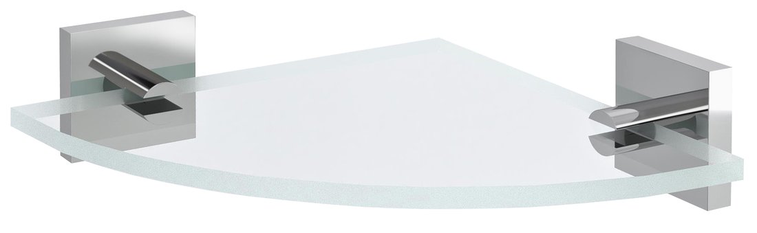 Sapho X-SQUARE sklenená rohová polica, štvrťkruhová 200x200mm, chróm/čiré sklo XQ009-11