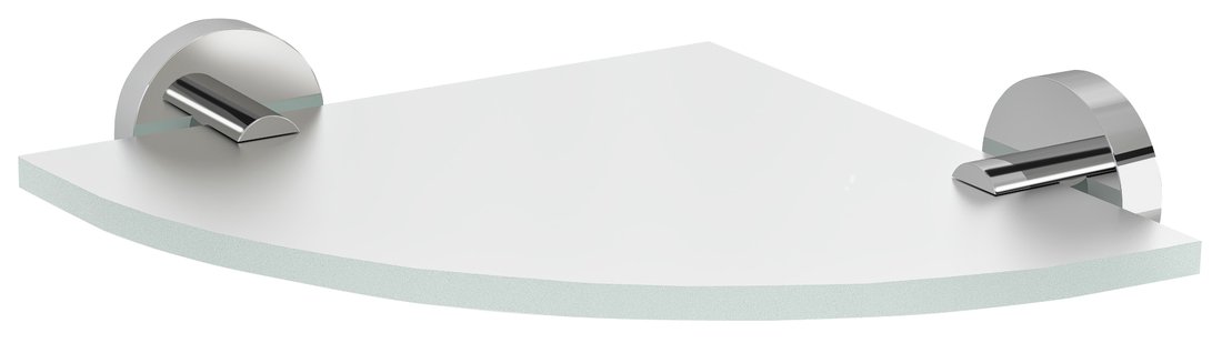 Sapho X-ROUND sklenená polica rohová, štvrťkruhová 200x200mm, chróm/mliečne sklo XR009-01