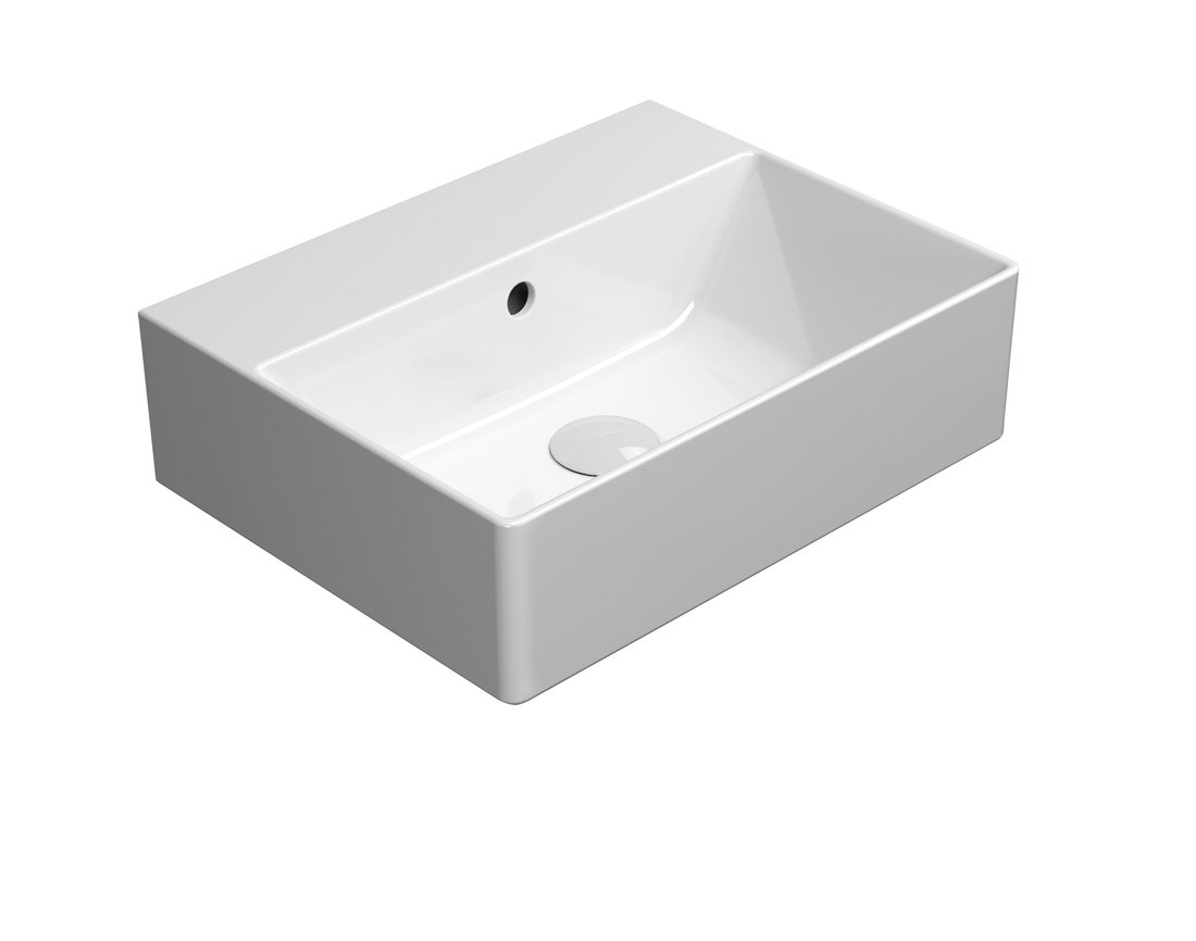 GSI KUBE X keramické umývadlo 45x35cm, brúsená spodná hrana, bez otvoru, biela ExtraGlaze 94859011