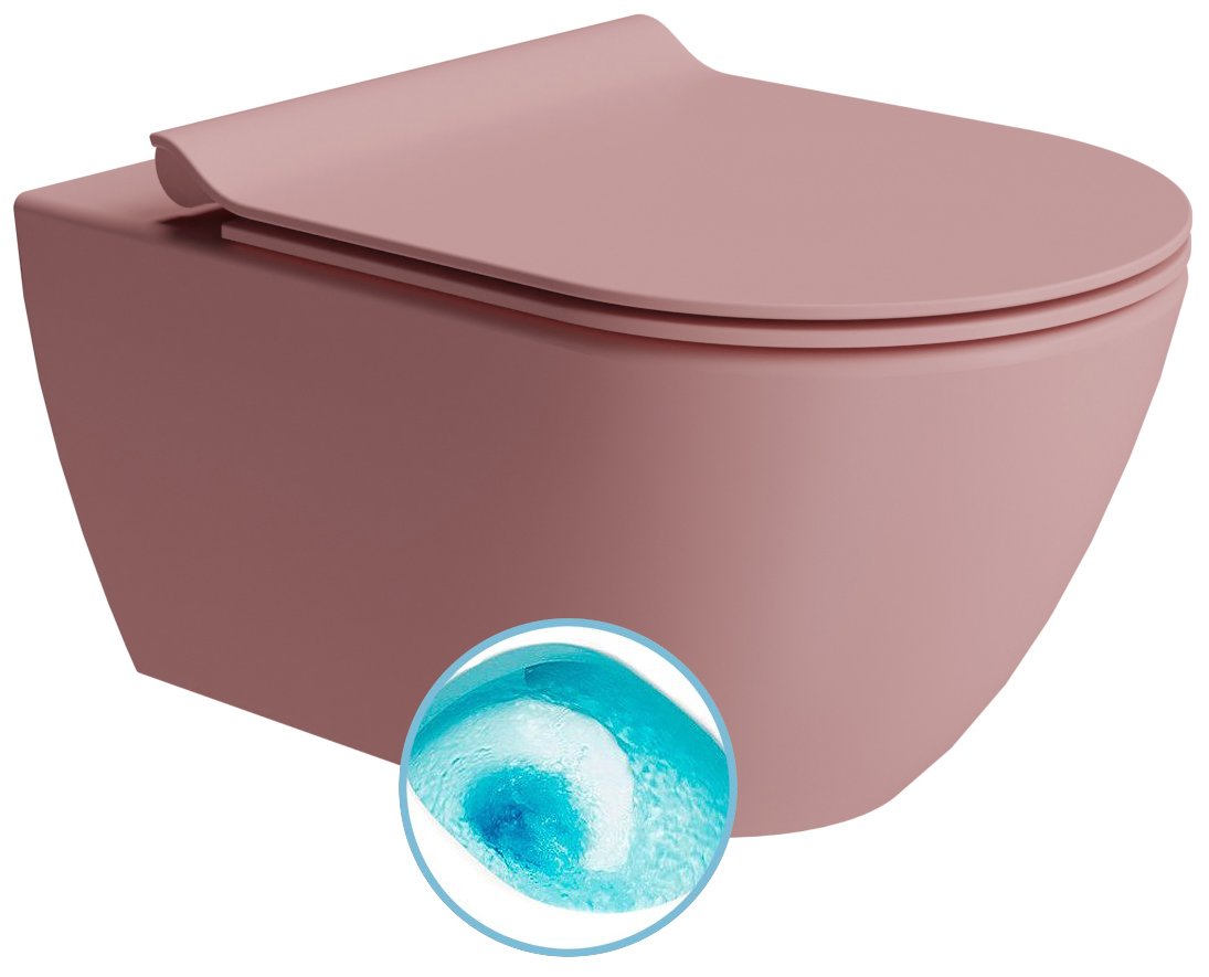 GSI PURA COLOR PURA závesná WC misa, Swirlflush, 36x55cm, blush dual-mat 881524