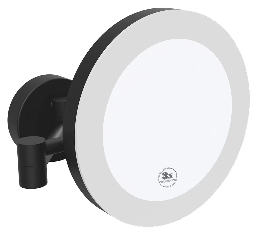 Sapho X-ROUND BLACK závesné kozmetické zrkadlo LED, priemer 200mm, čierná mat XR016B