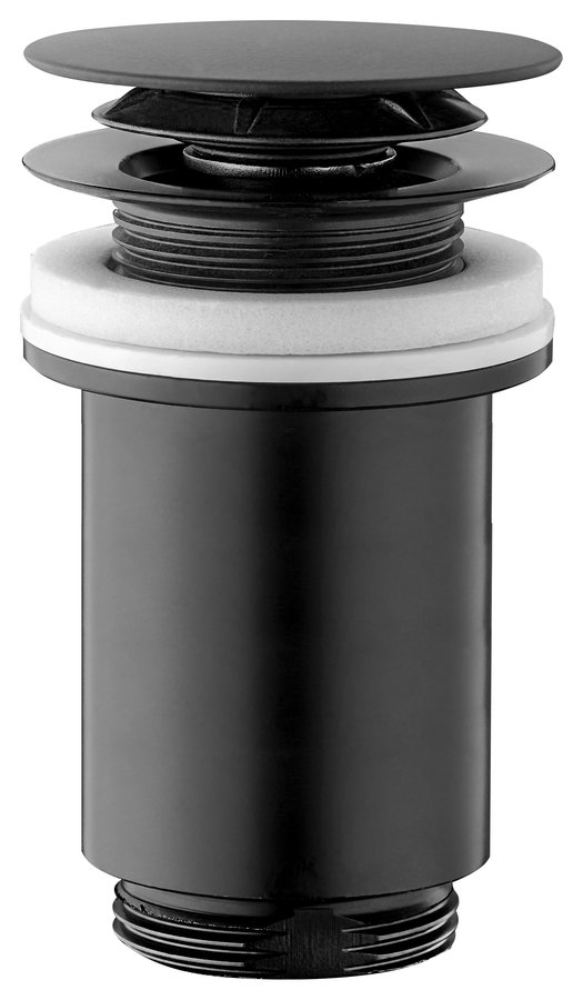 Omp Tea Umyvadlová výpust 5/4“, click-clack, veľká zátka, max 80mm, čierna mat 7533.370.5X