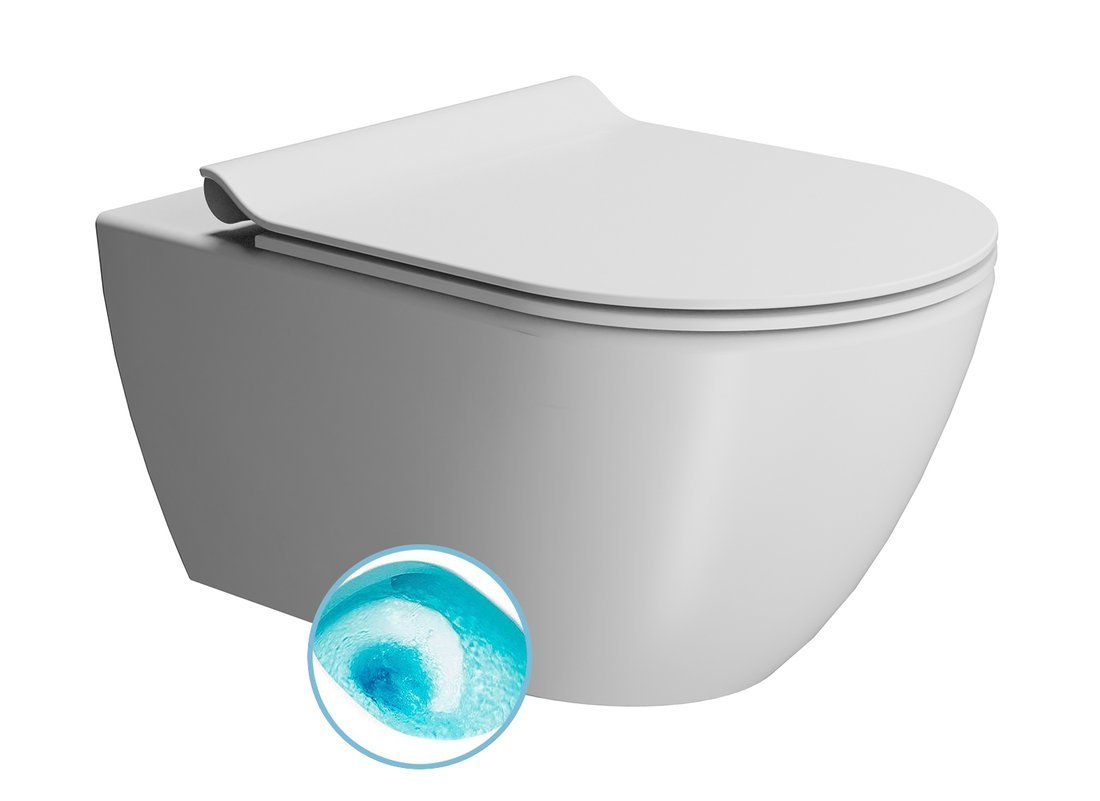 GSI PURA COLOR PURA závesná WC misa, Swirlflush, 36x55cm, biela dual-mat 881509