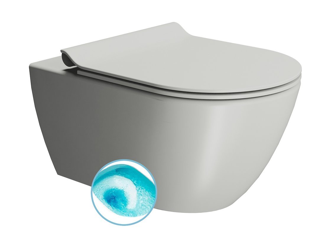 GSI PURA COLOR PURA závesná WC misa, Swirlflush, 36x55cm, Cenere dual-mat 881517
