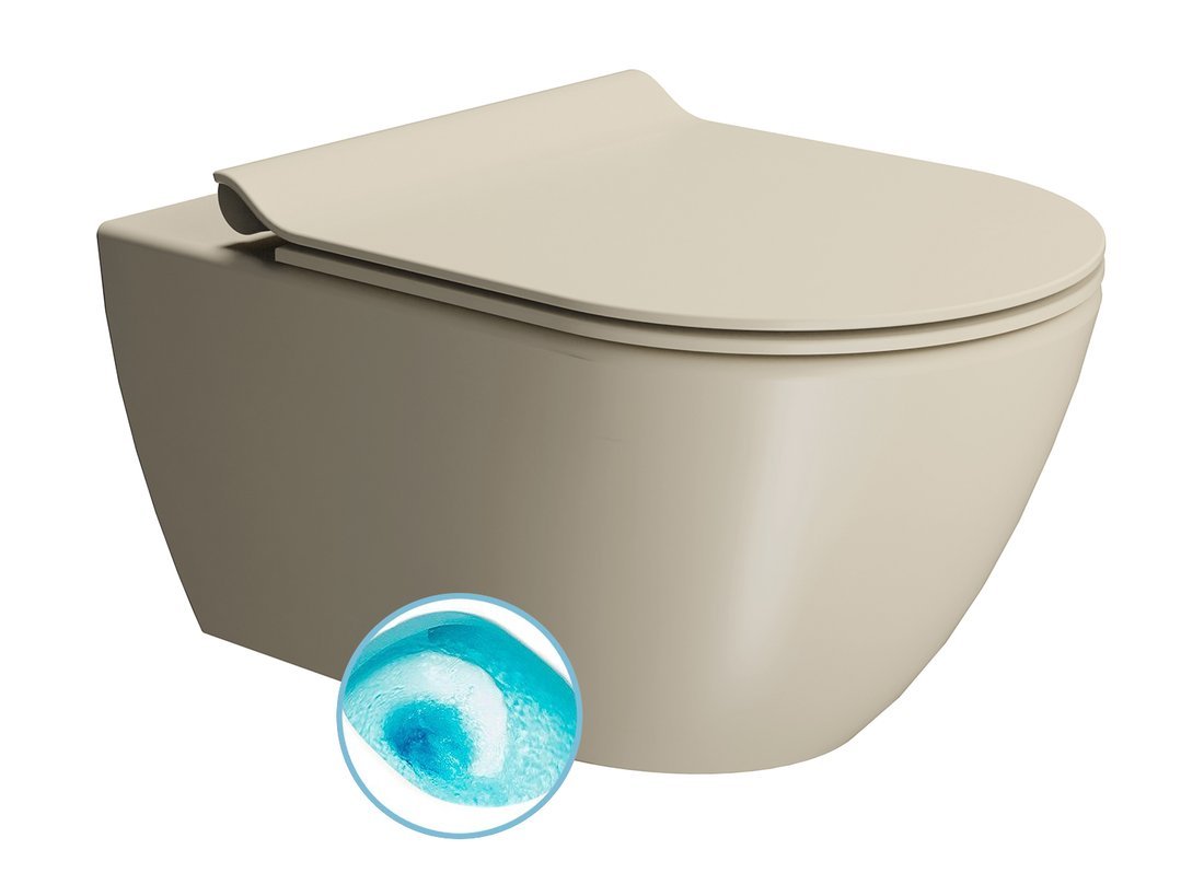 GSI PURA COLOR PURA závesná WC misa, Swirlflush, 36x55cm, creta dual-mat 881508