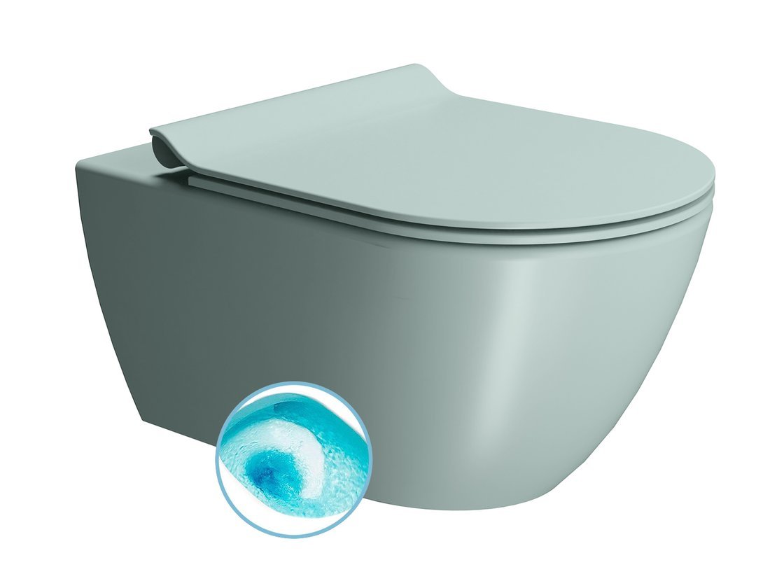GSI PURA COLOR PURA závesná WC misa, Swirlflush, 36x55cm, ghiaccio dual-mat 881515